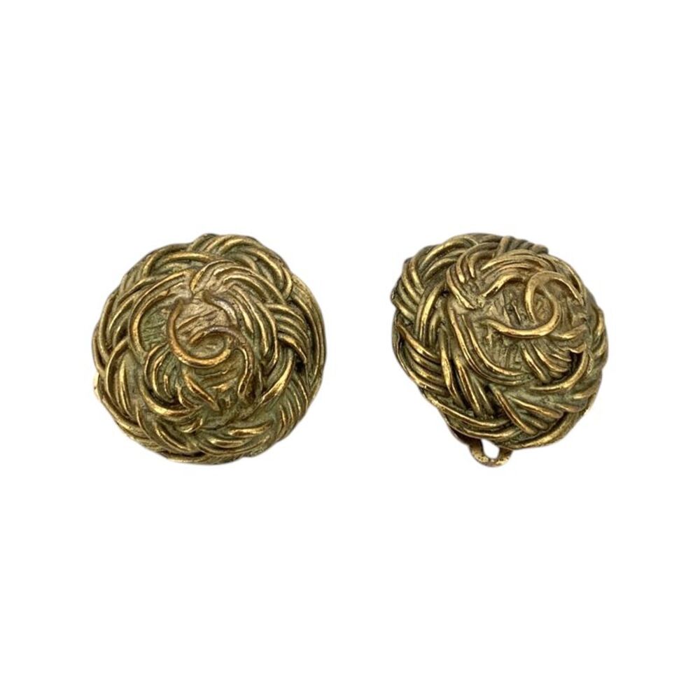Chanel Vintage Metal Earrings CC
